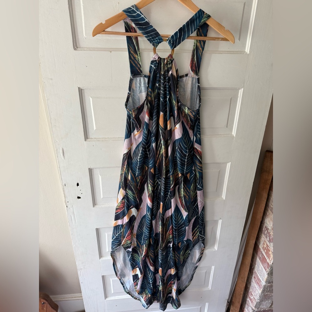 ANRABESS Tropical High Low Halter Sundress for Resort Wear